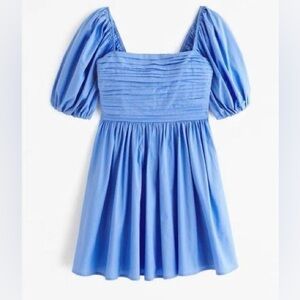 A&F Emerson Poplin Puff Sleeve Mini Dress in French Blue